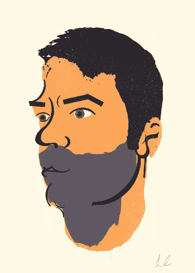 A digital scan of a four color silk screen self portrait of myself done on paper. A digital scan of a four color silk screen self portrait of myself done on paper.